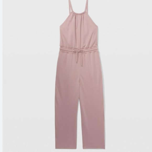 Club Monaco Halter Elastic Waist Crop Jumpsuit Casual Pink Rose Mauve Size S - Picture 3 of 10